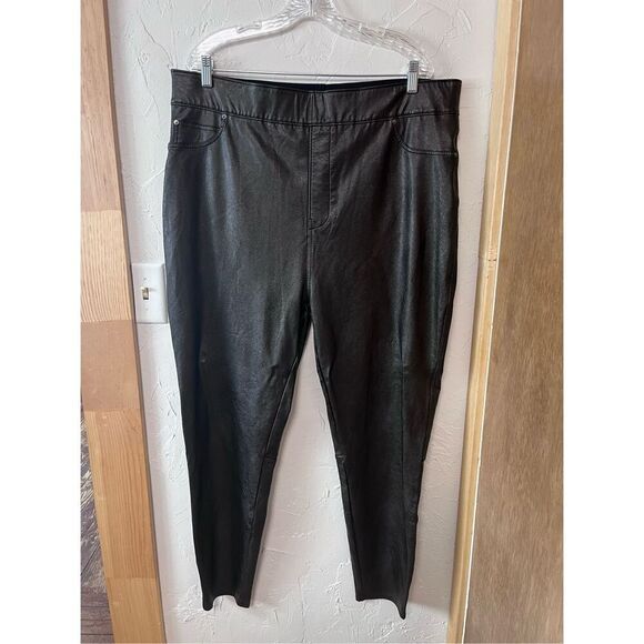 Spanx Black Faux Leather Leggings Sz 3X - Picture 1 of 4